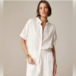 J Crew Baird McNutt Irish Linen Capitaine Shirt White Size M